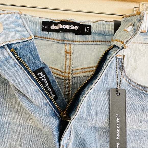 Dollhouse Womens Denim Mini Skirt Blue Size Juniors 15 Casual Summer Vacation - Picture 4 of 8